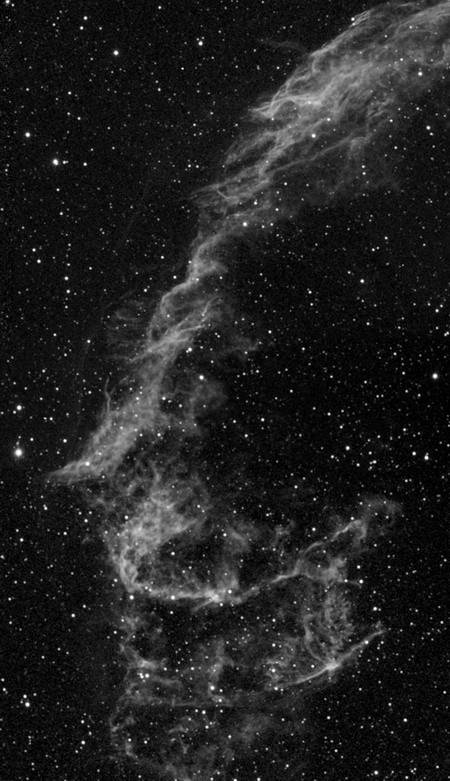 Ha filtered image of the western portion of the Veil Nebula (NGC 6995).